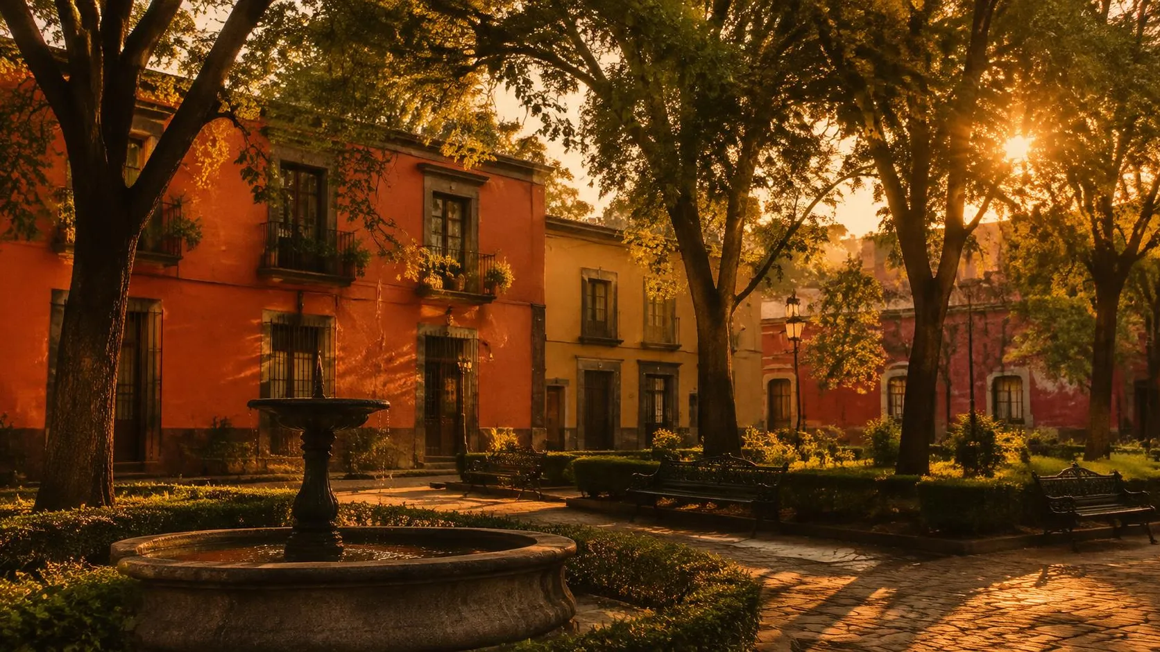 Illustration éditoriale de Mexico à l'heure dorée