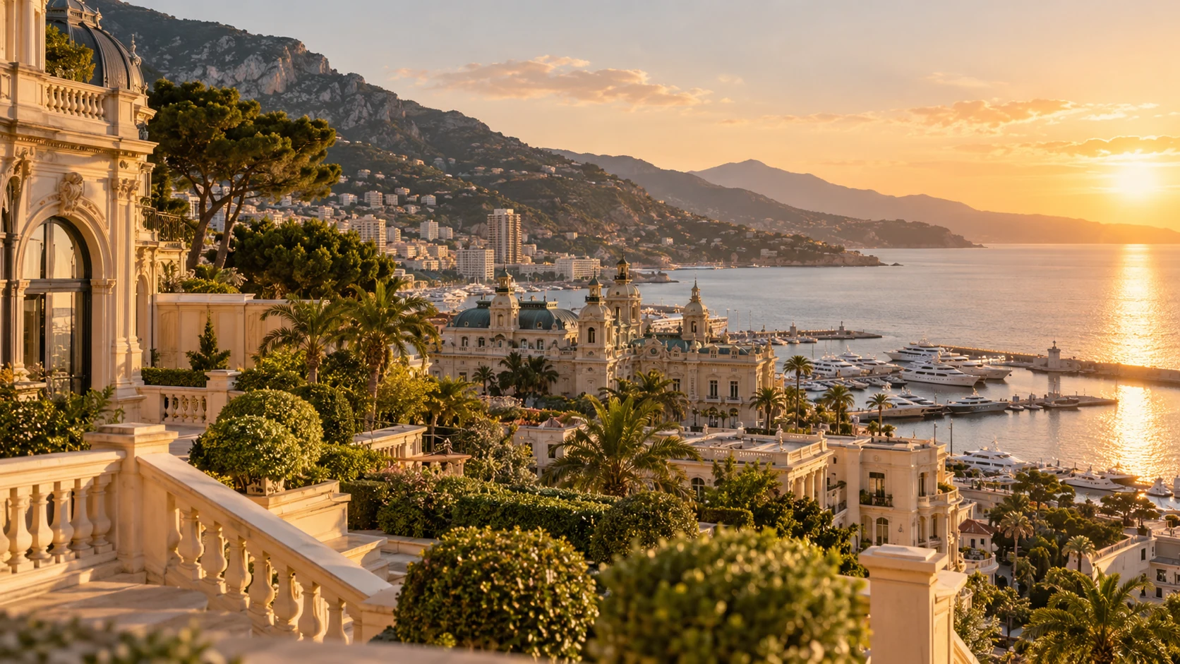 Illustration éditoriale de Monaco à l'heure dorée