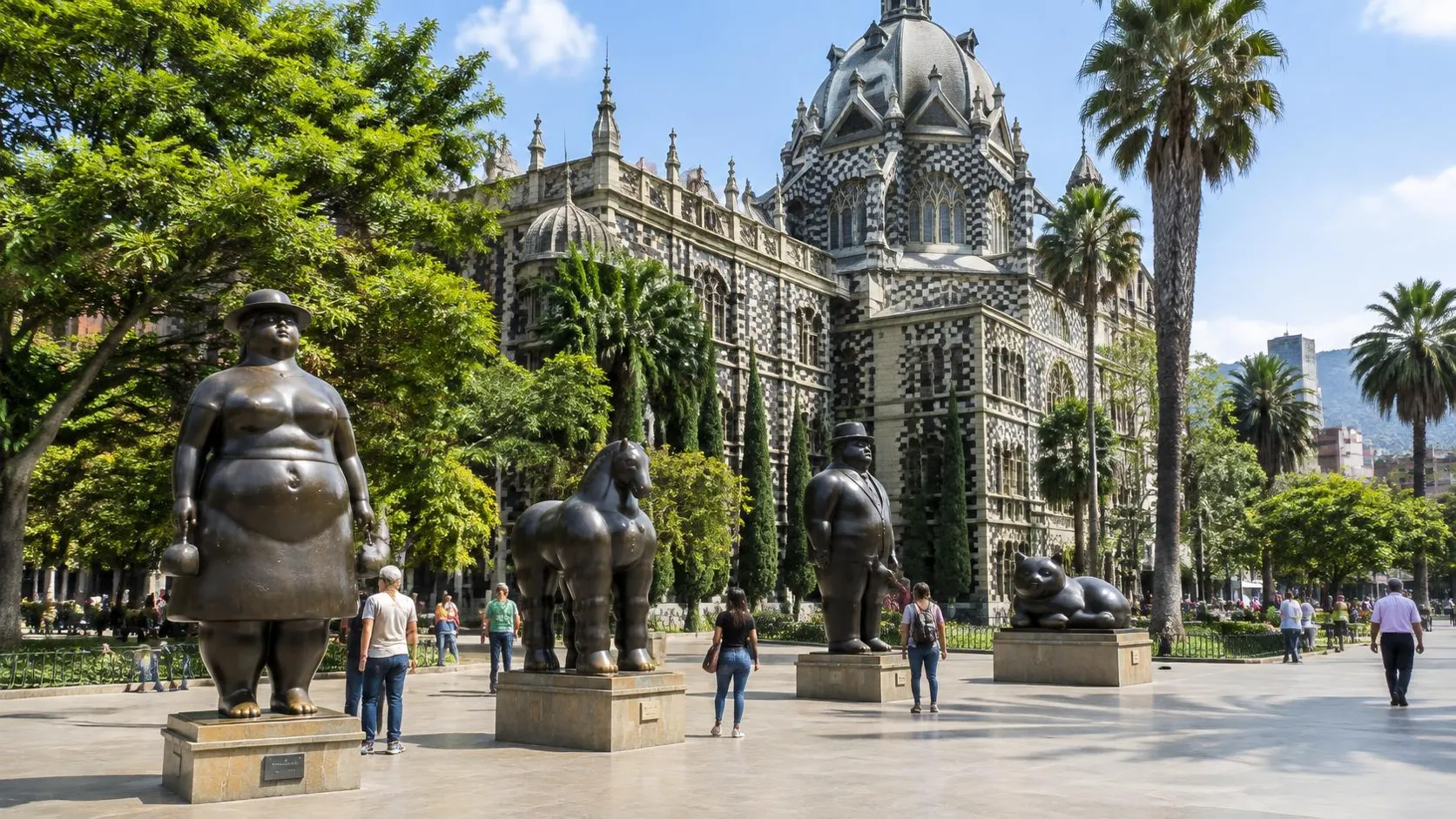 Illustration éditoriale de Medellín à l'heure dorée