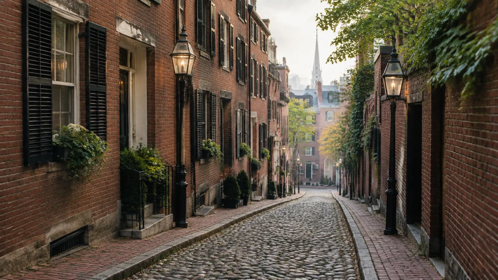 Illustration éditoriale de Boston le matin