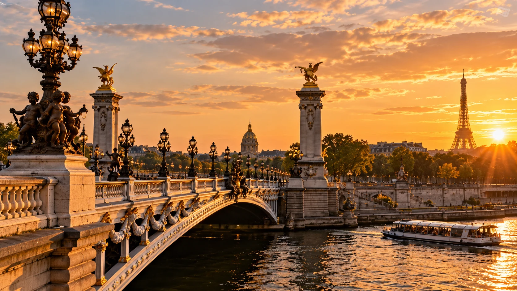 Illustration éditoriale de Paris à l'heure dorée