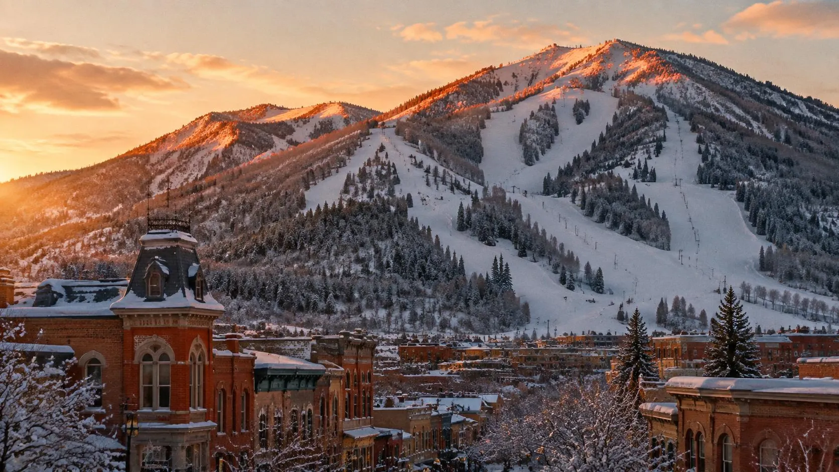 Illustration éditoriale de Aspen à l'heure dorée