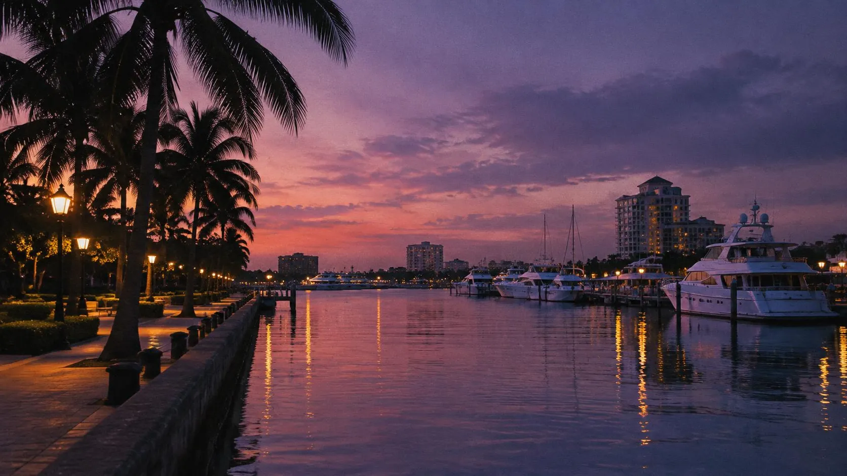 Illustration éditoriale de Palm Beach le soir