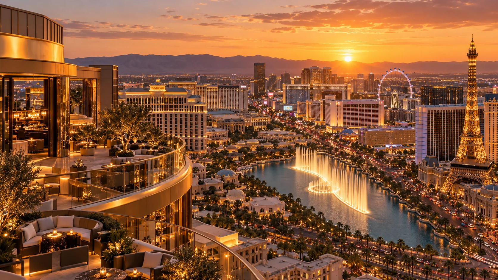 Illustration éditoriale de Las Vegas à l'heure dorée