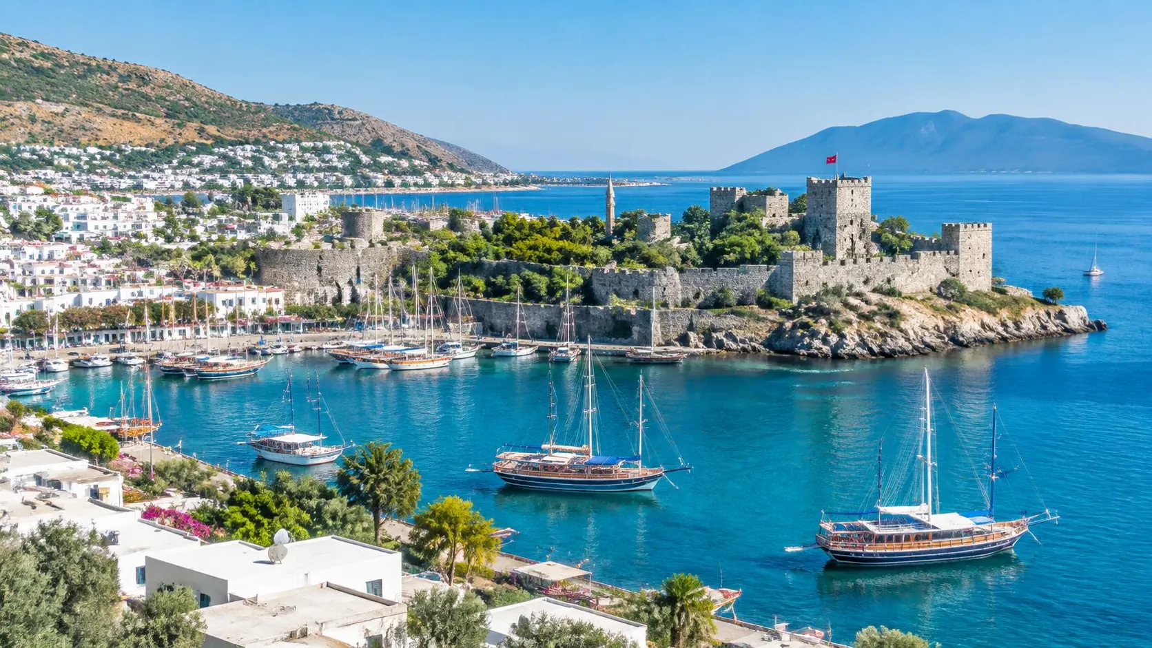 Illustration éditoriale de Bodrum le matin