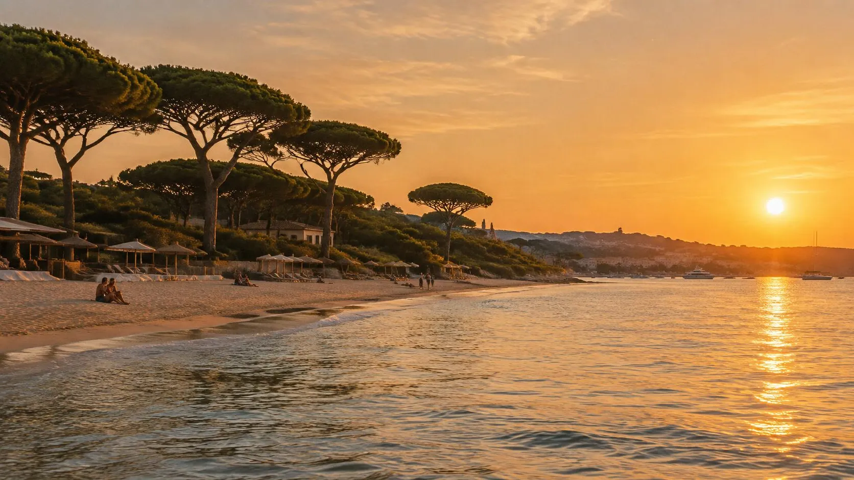 Illustration éditoriale de Saint-Tropez à l'heure dorée