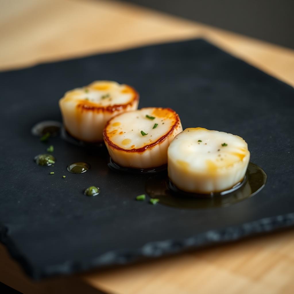 Pétoncles fines de Saint-Jacques flambées au Mangajo
