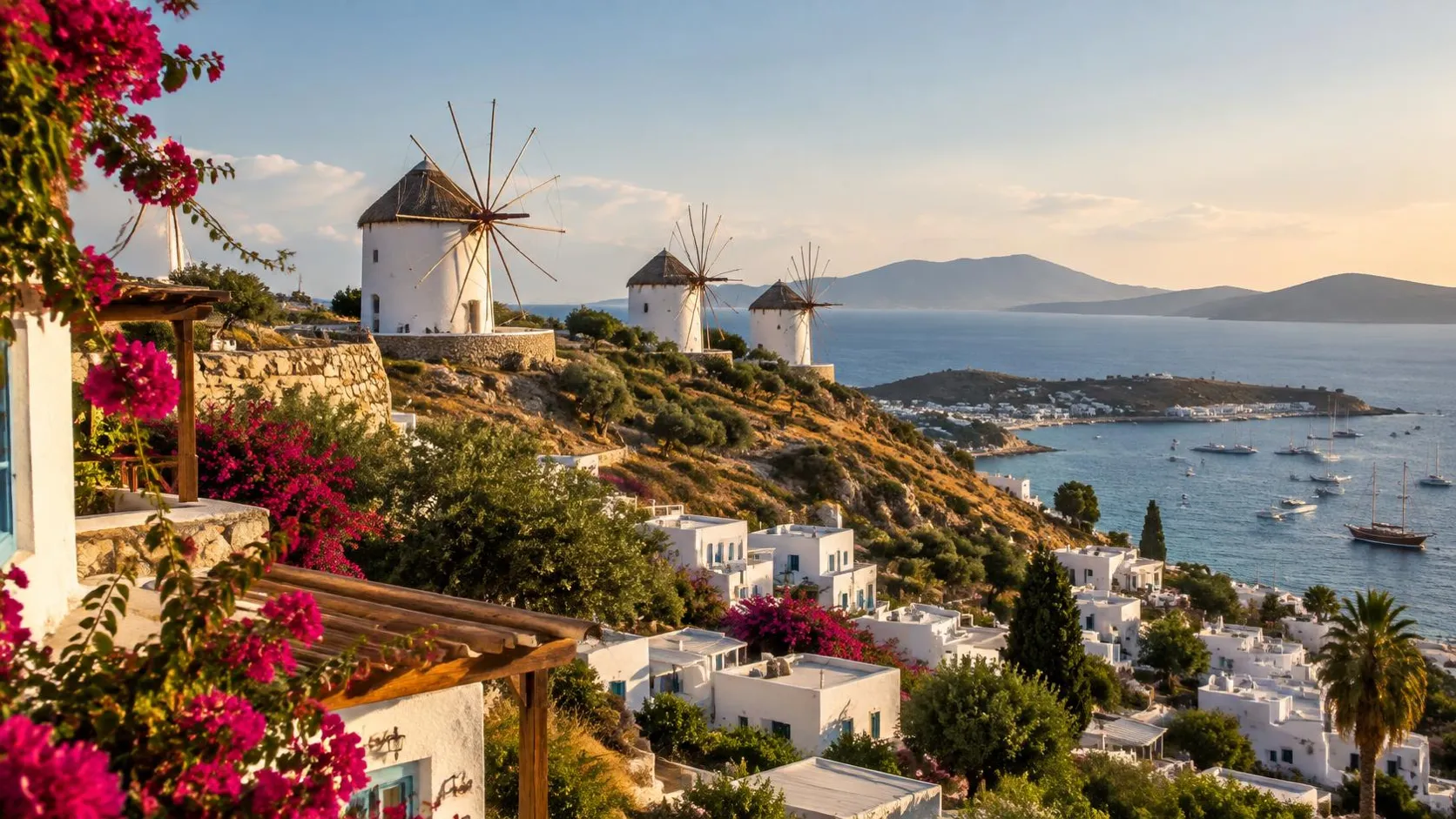 Illustration éditoriale de Bodrum à l'heure dorée