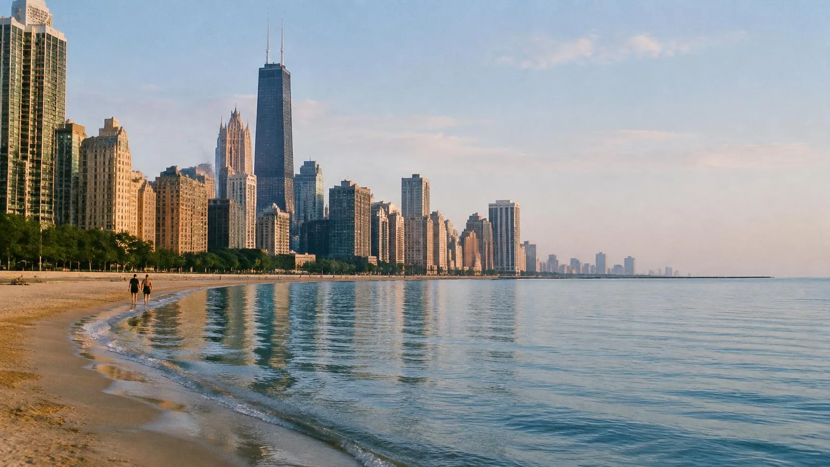 Illustration éditoriale de Chicago le matin