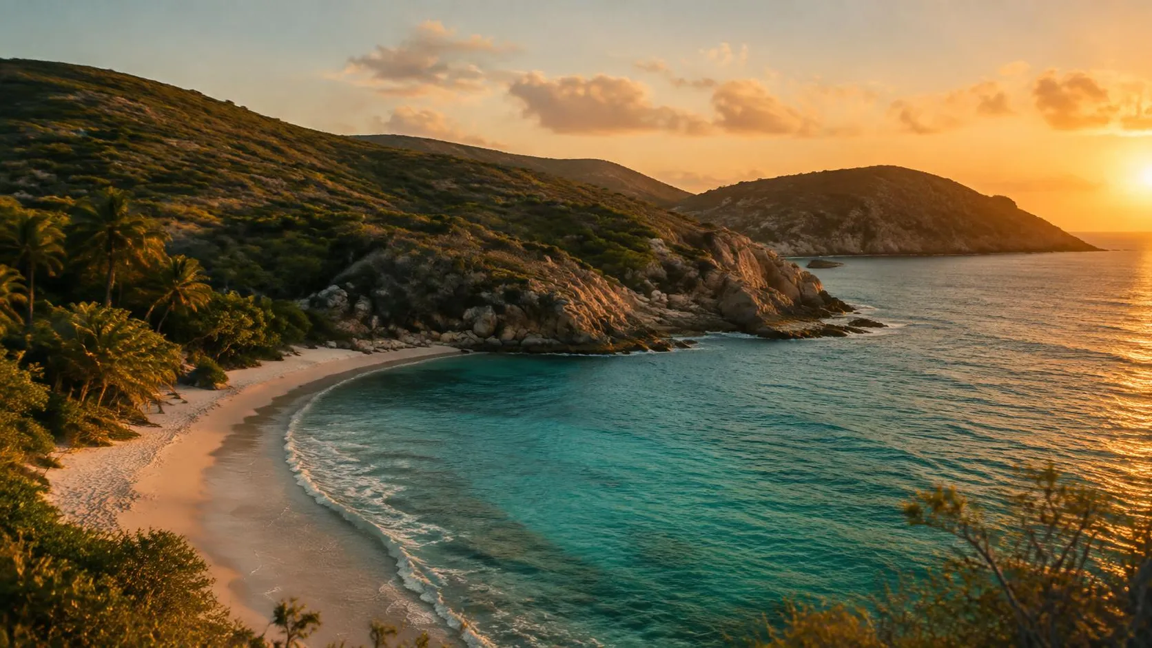 Illustration éditoriale de Saint-Barthélemy à l'heure dorée