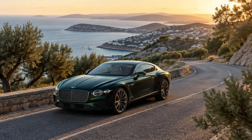 Voiture de luxe sur une route côtière de la péninsule de Bodrum