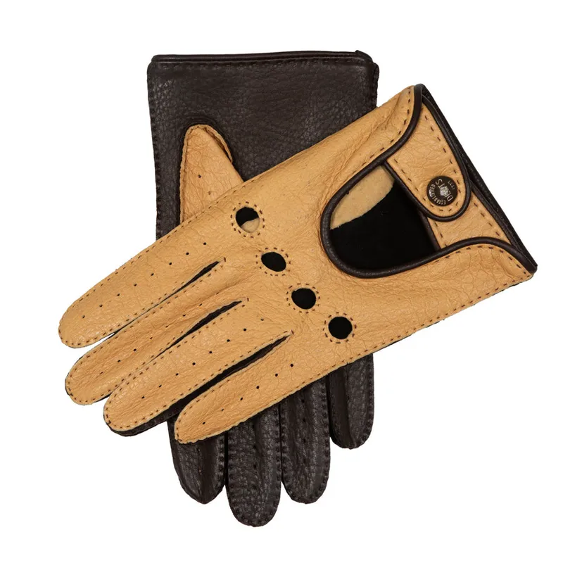 Gants de conduite Dents en pécari et daim, deux tons