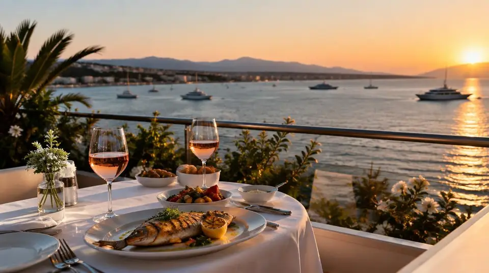 Table en terrasse face à la mer à Cannes