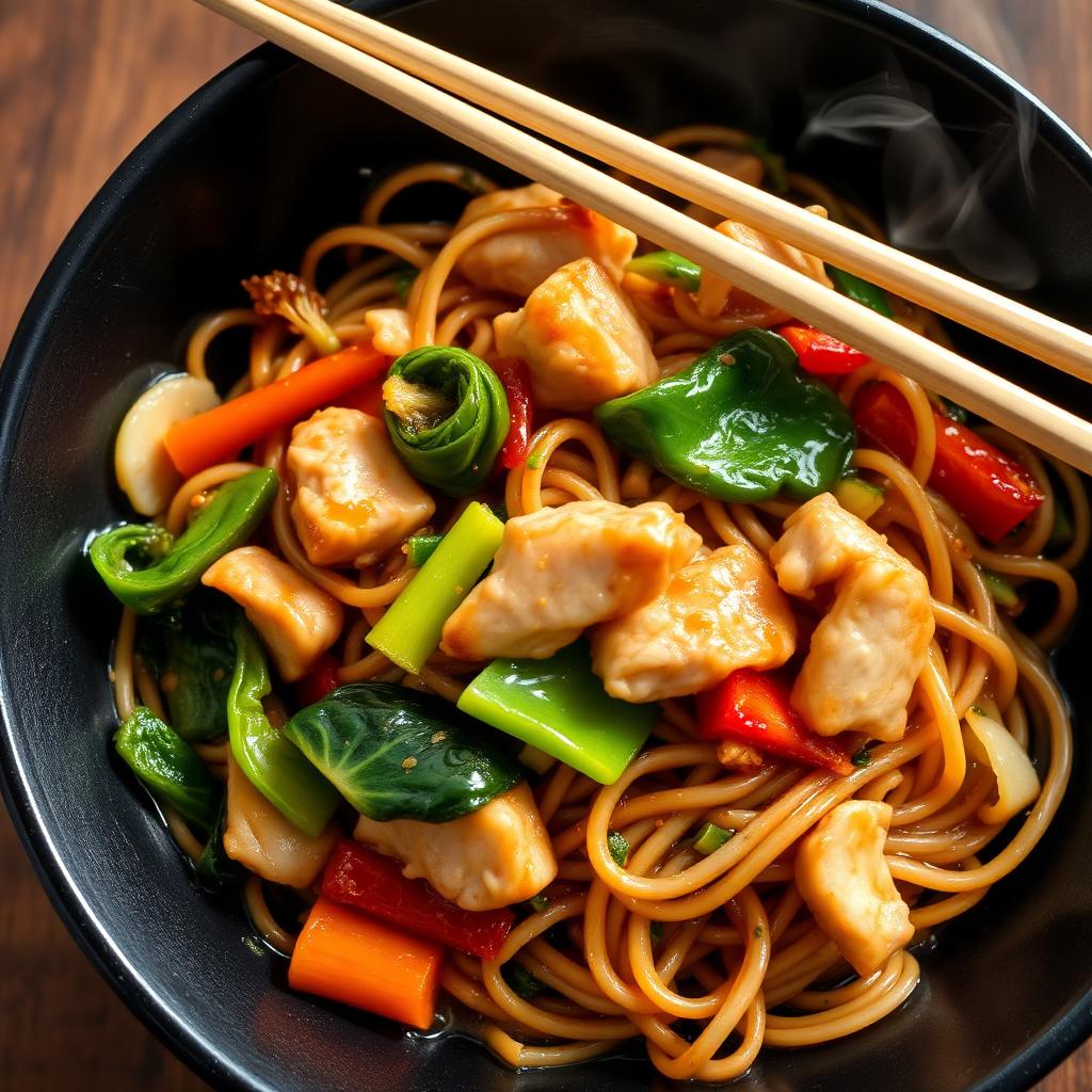 Nouilles sautées poulet